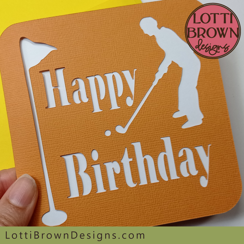 Golfing card template - Happy Birthday message