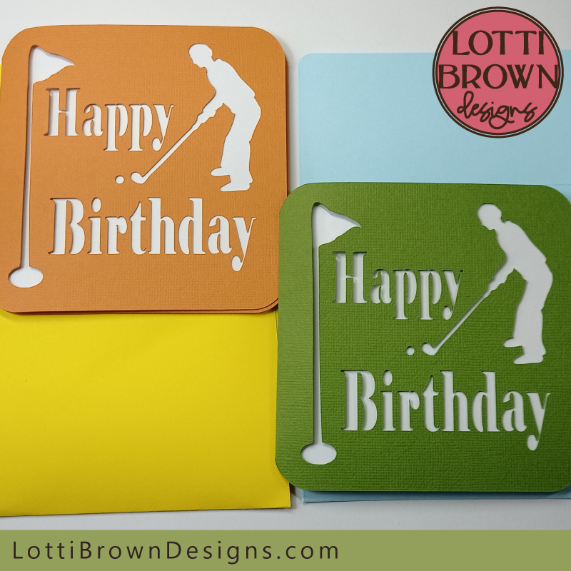 Golfing birthday card SVG template
