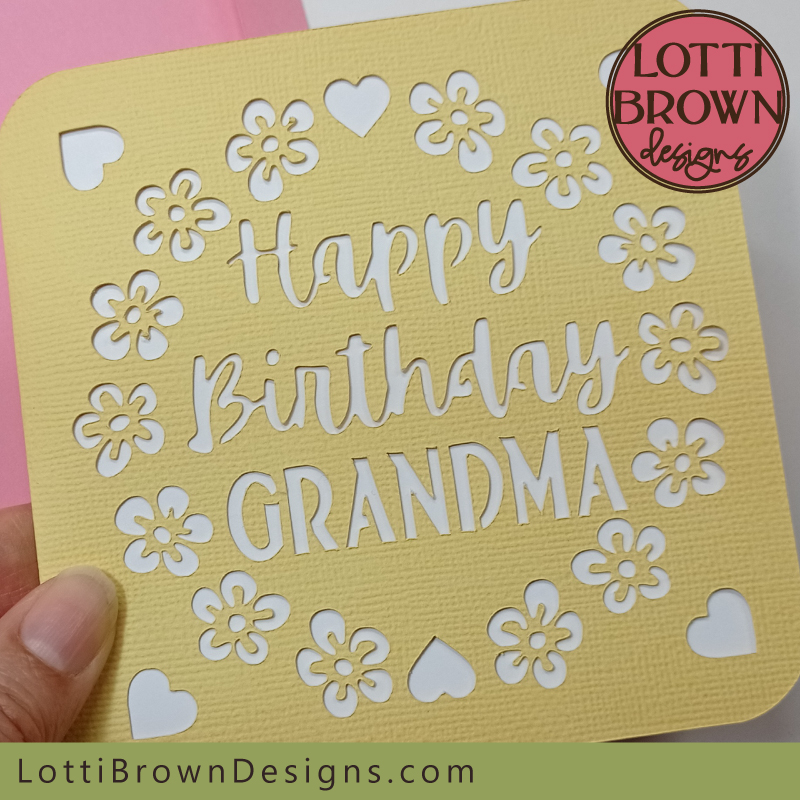 Birthday card for Grandma - template for Cricut
