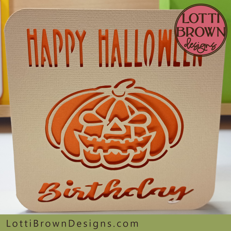 Birthday card template for Halloween - Cricut and other cutting machines