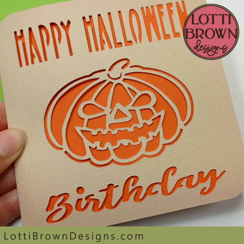 Happy Halloween birthday card SVG template