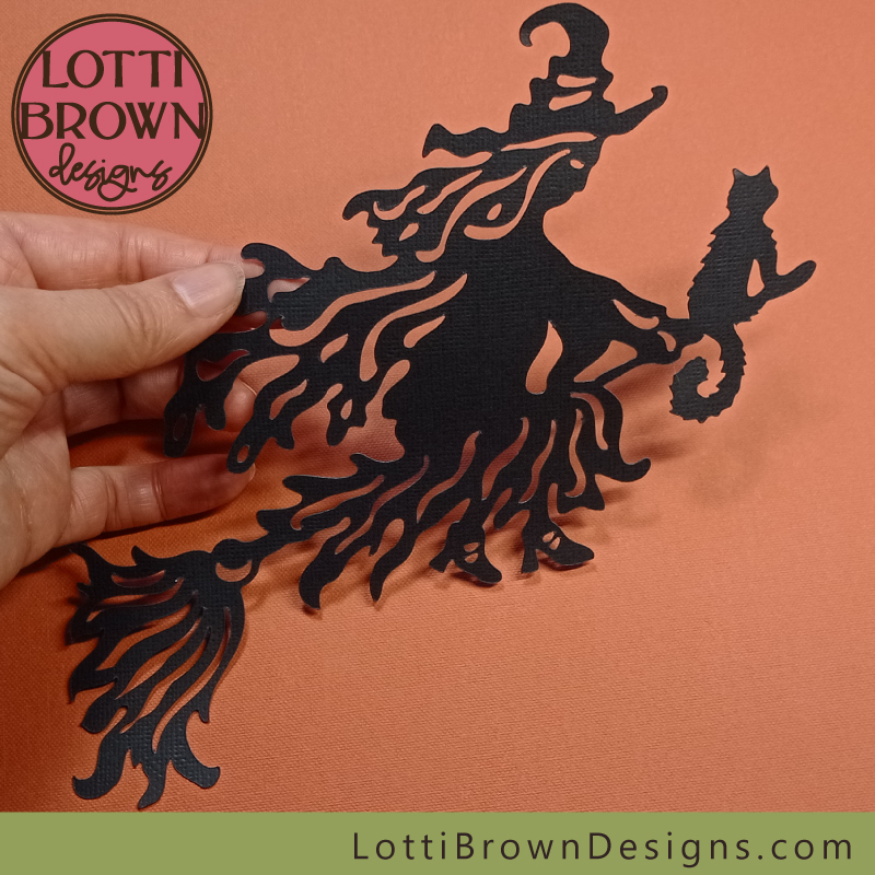 Witch and cat on broomstick SVG design - basic witch design