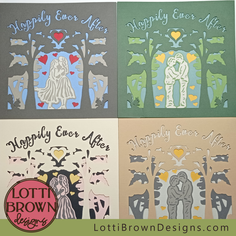 Shadow box engagement SVG templates - colour ideas - gay engagement versions