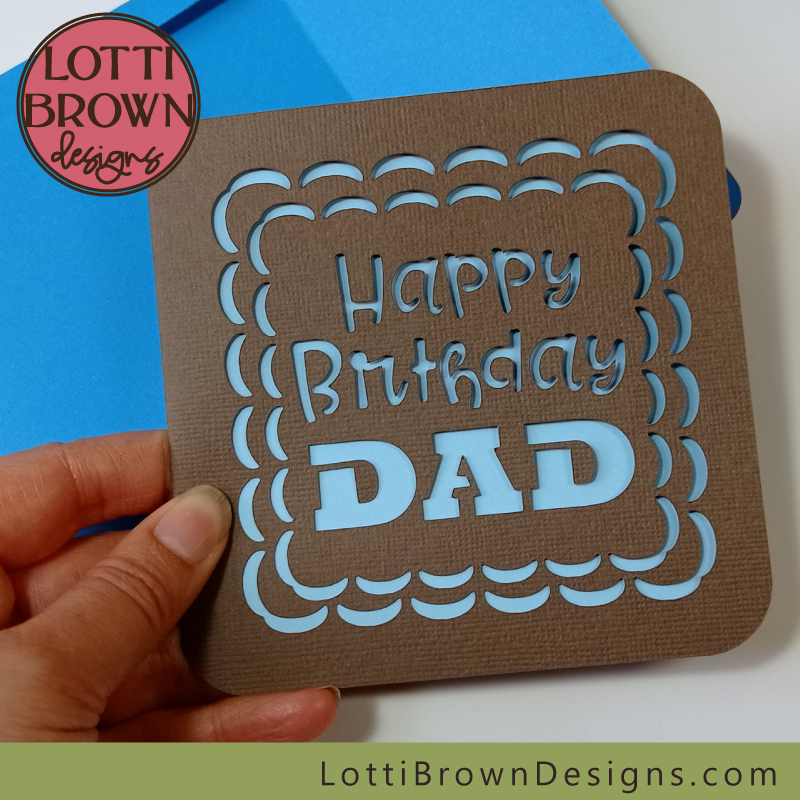 Dad birthday card SVG file - brown and blue