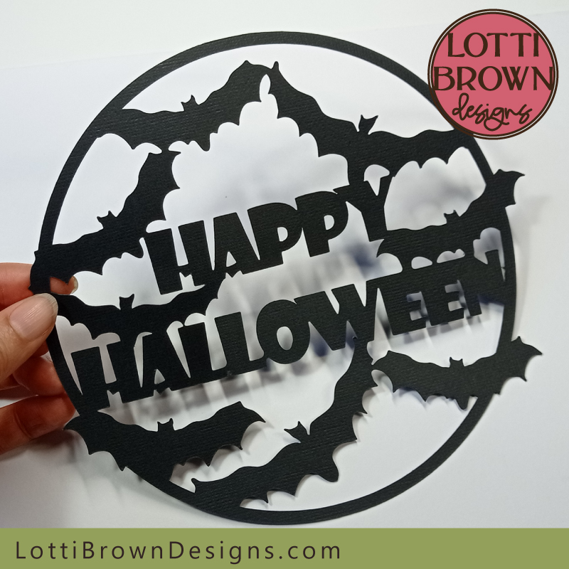 Happy Halloween sign SVG - spooky bat decor