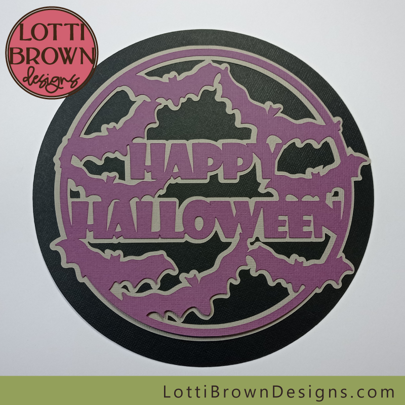 Purple, grey and black Halloween bats sign SVG