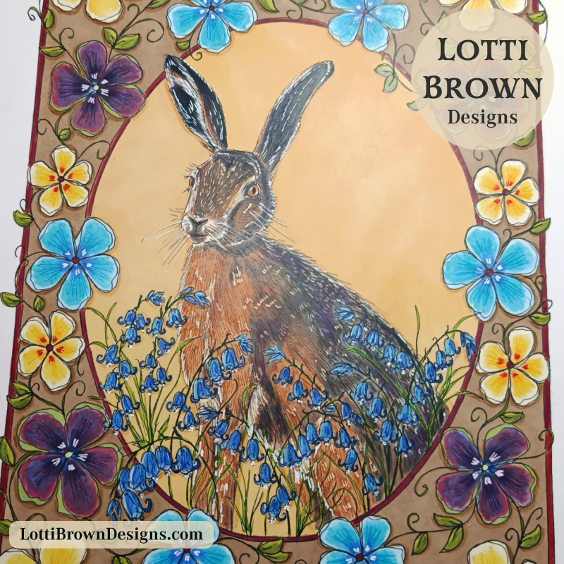 Hare art detail - creature of the Easter goddess Eostre/Ostara and symbol of Springtime