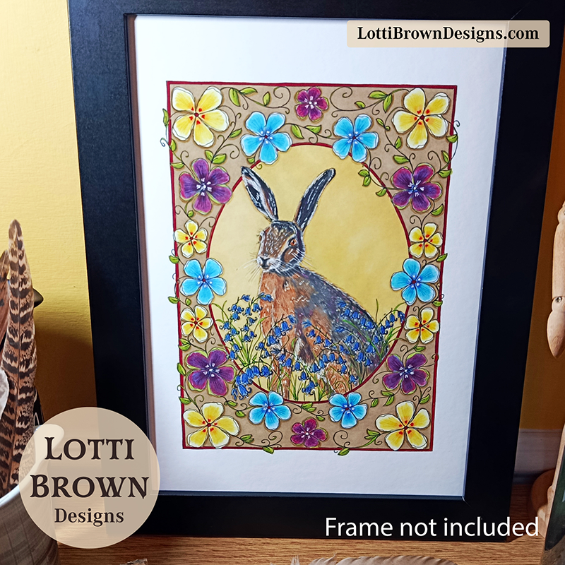 Hare art print - displayed in my Yorkshire cottage