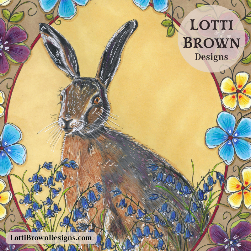 Hare illustration detail - hand-drawn by Lotti Brown