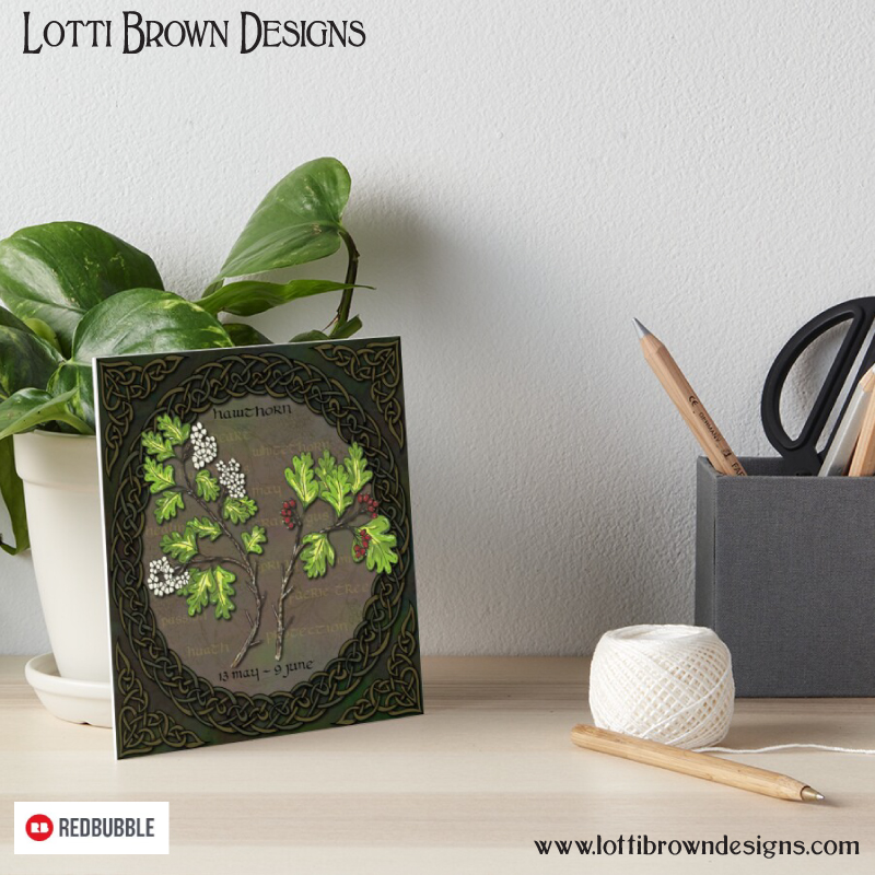 Celtic Hawthorn art mini print