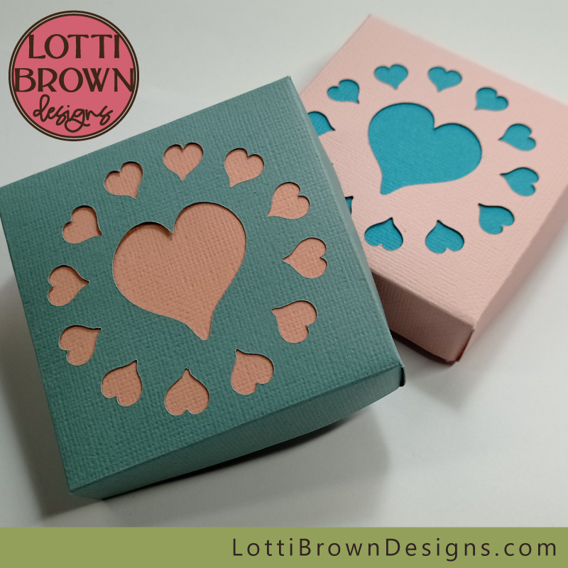 Cute love hearts gift box SVG template