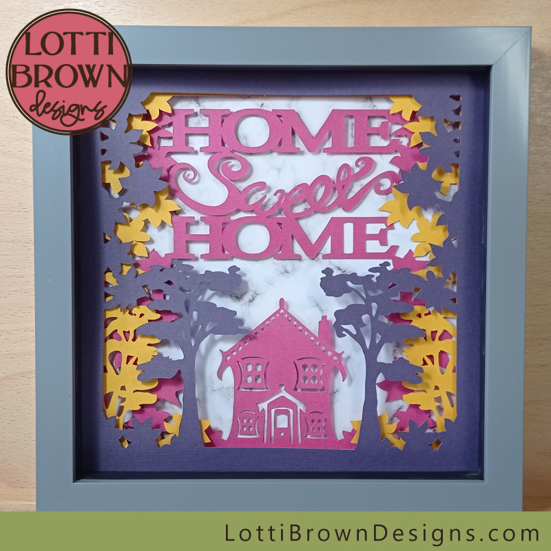 Colourful version of the shadow box card SVG project