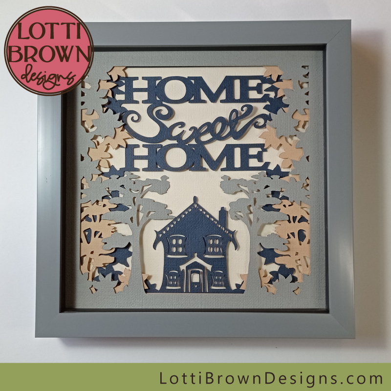 An easy and fun shadow box card SVG project to make at home - Home Sweet Home design - full tutorial with assembly instructions...