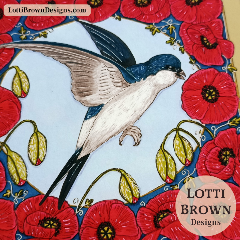 House martin art print - showing detail