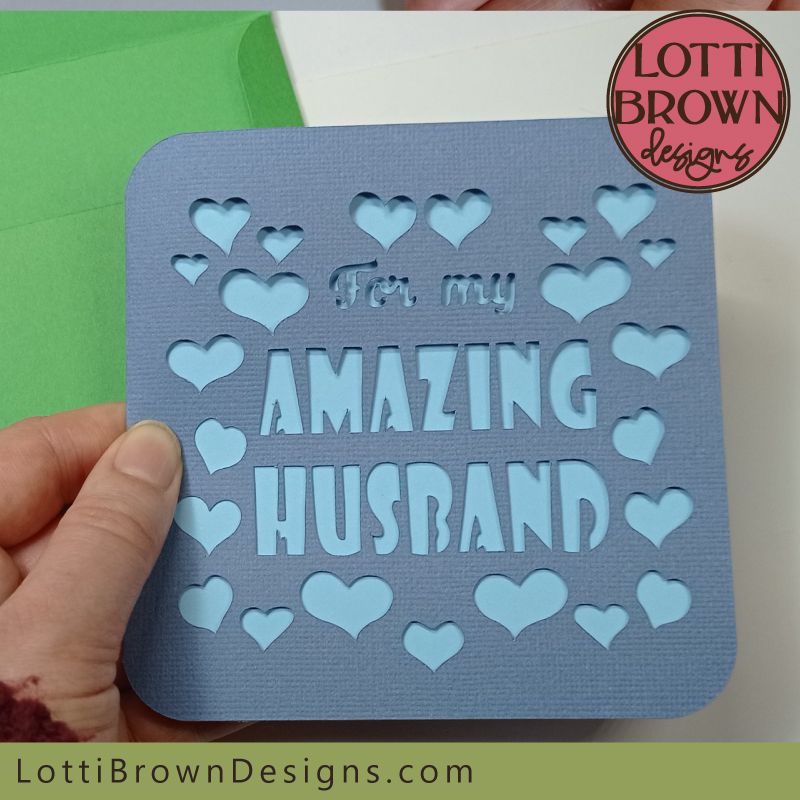 Blue husband card SVG file template