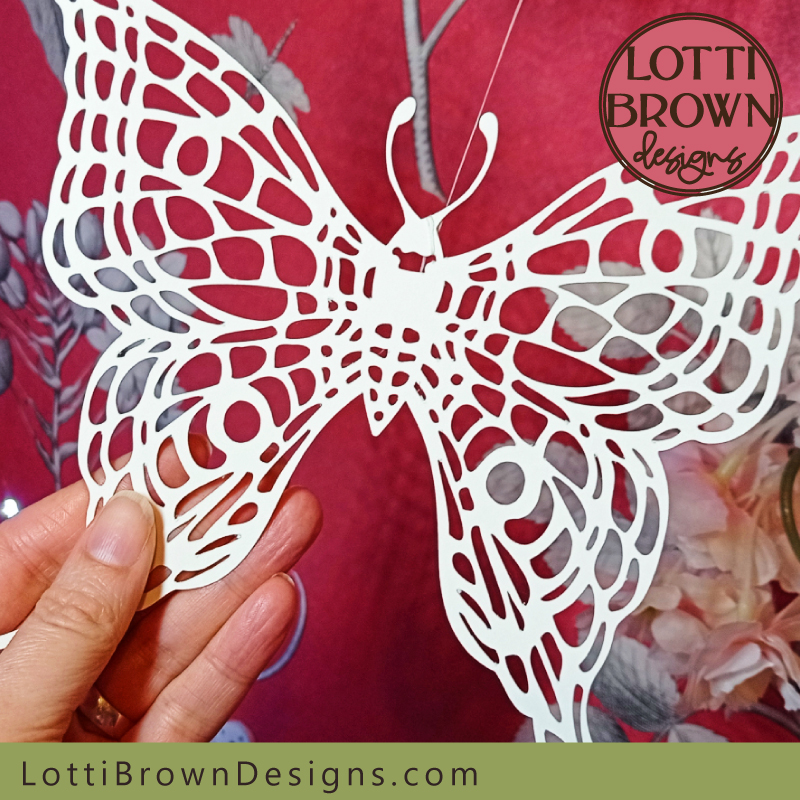 Intricate butterfly cut in 300gsm card