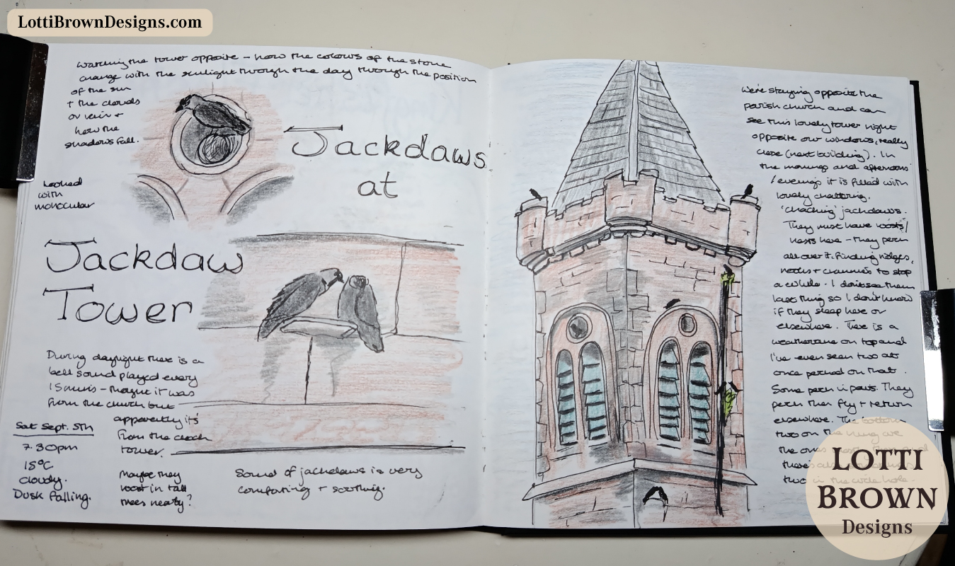 Jackdaws journal page, double-page spread