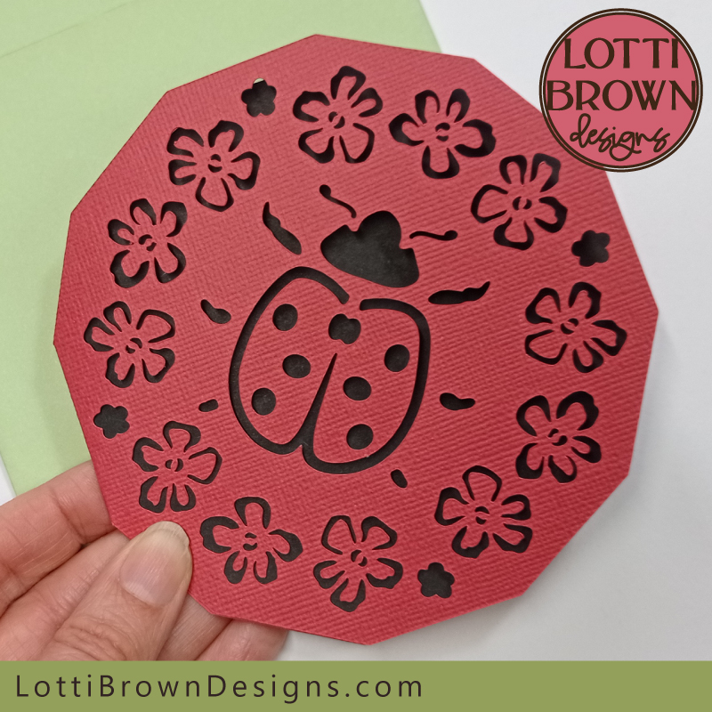12-sided ladybug greeting card for Cricut