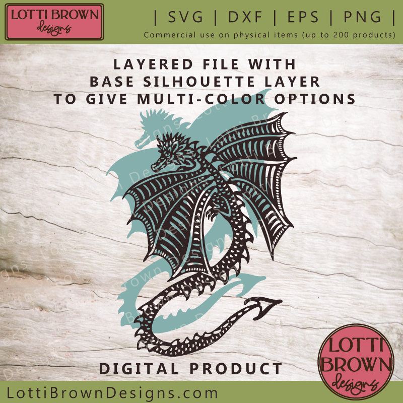 Flying dragon layered svg file