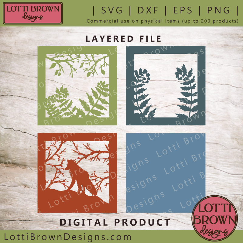 Fox shadow box SVG layered