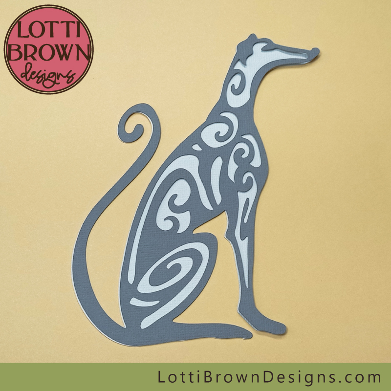 Papercut greyhound with 2 layers