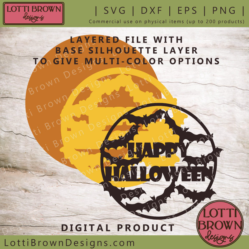 Happy Halloween sign cut file with three layers