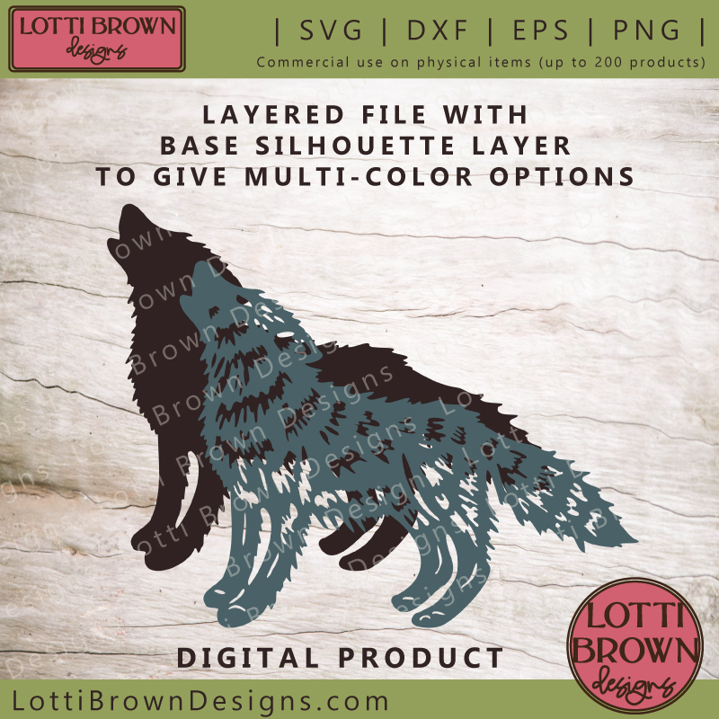 Layered wolf SVG