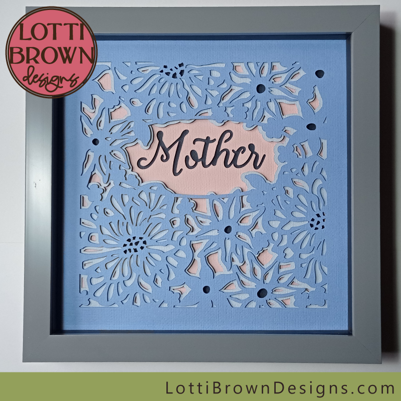 Mother shadow box craft idea in pale blue and pink