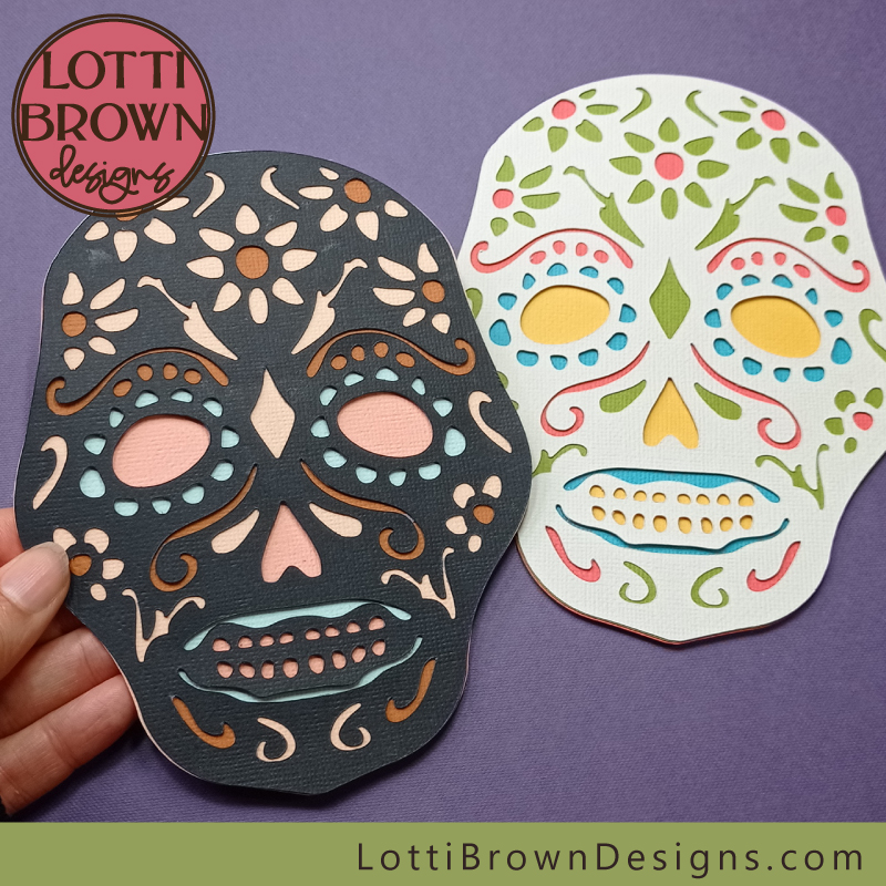 Trying out a different colour idea - black sugar skull and white sugar skull