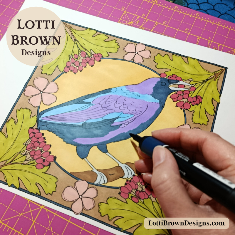Hand drawn wildlife art in progress