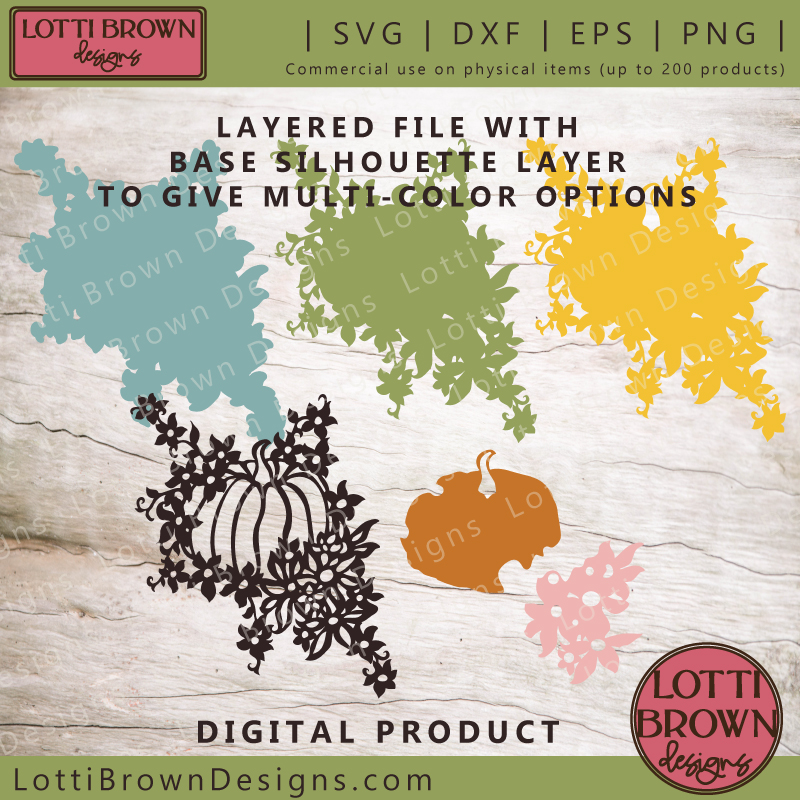 Layers for the pumpkin and flowers SVG file