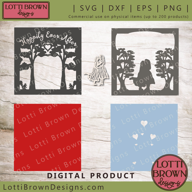 Lesbian engagement shadow box SVG, DXF, EPS, and PNG template