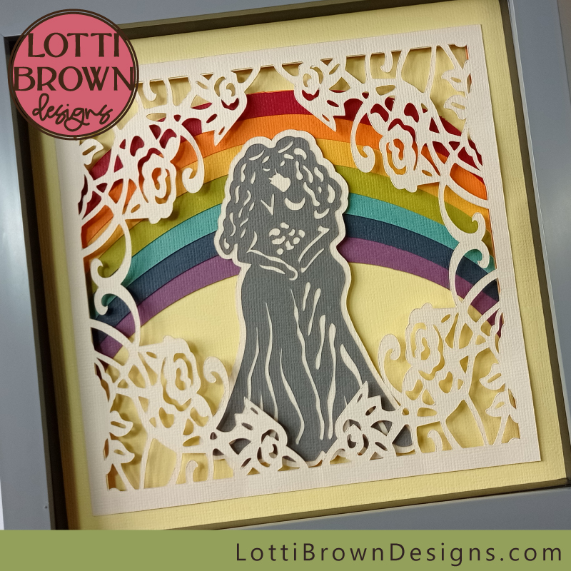 Two brides gay lesbian wedding shadow box