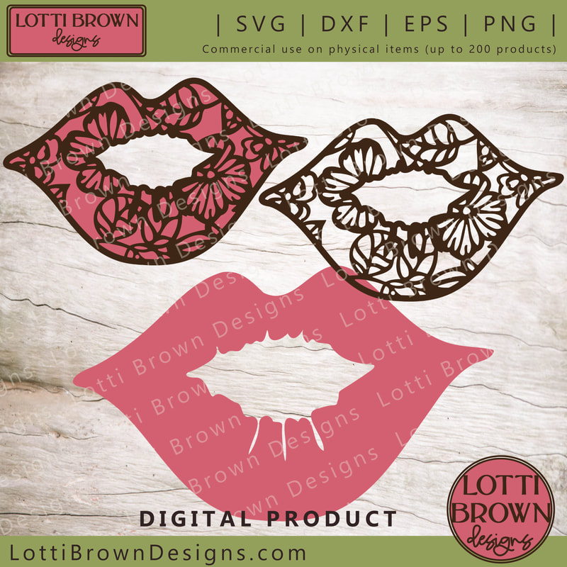 Smoochable lips SVG files bundle - hand-drawn designs for your Cricut and cutting machine crafting...