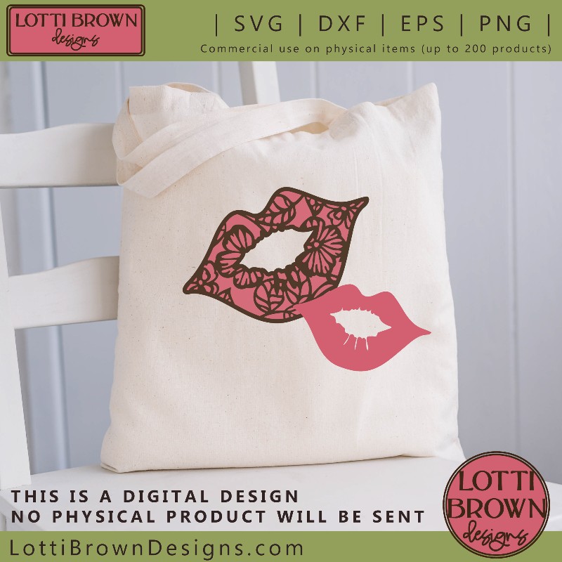 Lips SVG craft idea tote bag