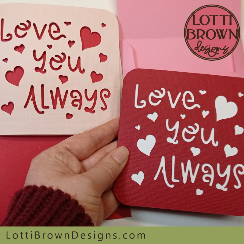 Romantic 'Love You Always' card cut file