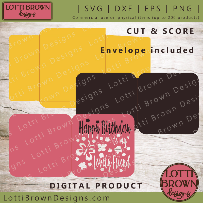 Lovely friend birthday card SVG, DXF, EPS, PNG digital download