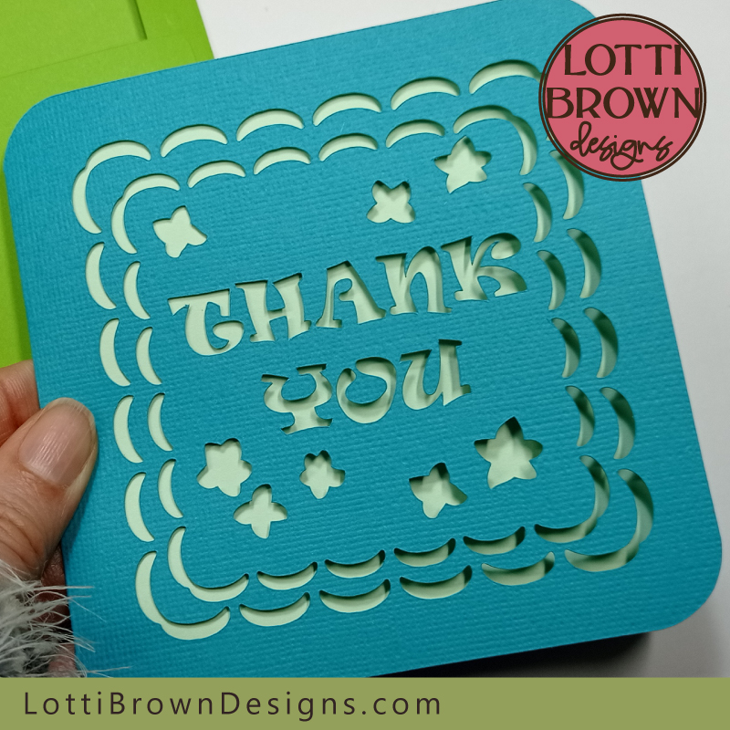Easy to make teal thank you card for Cricut