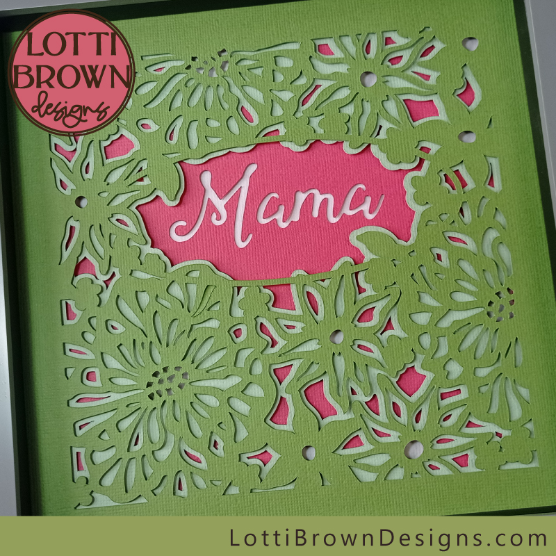 Mama shadow box idea in green and hot pink