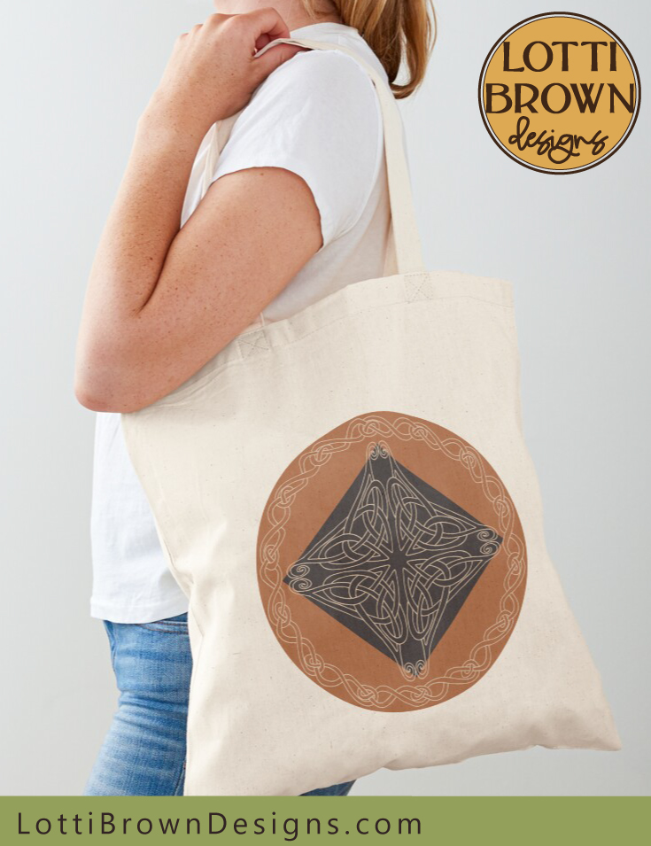 Celtic knotwork cotton tote bag shopper
