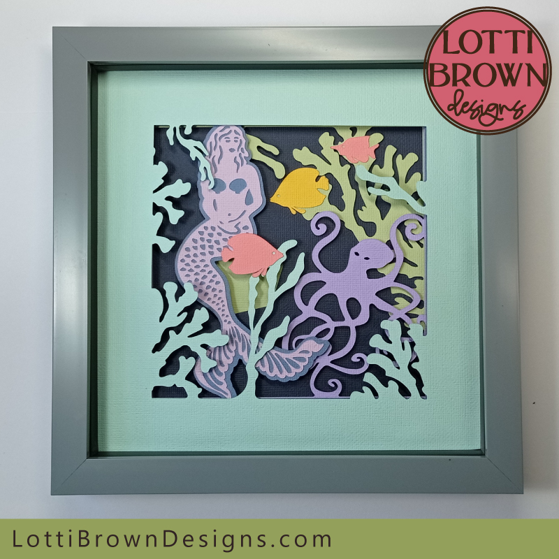 Add a frame and your mermaid shadow box is complete