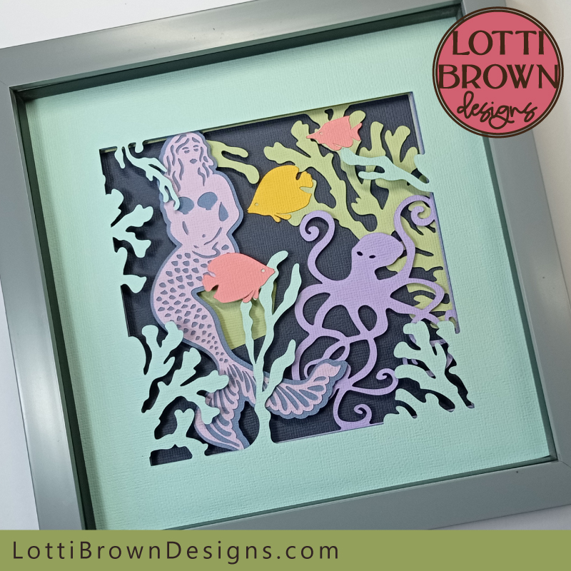 Mermaid cut file shadow box template