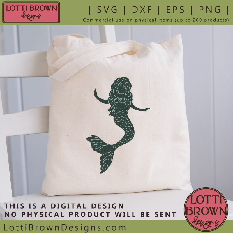 Mermaid tote bag iron-on vinyl HTV