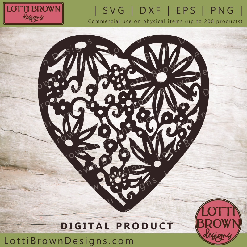Ditsy floral heart template design 02