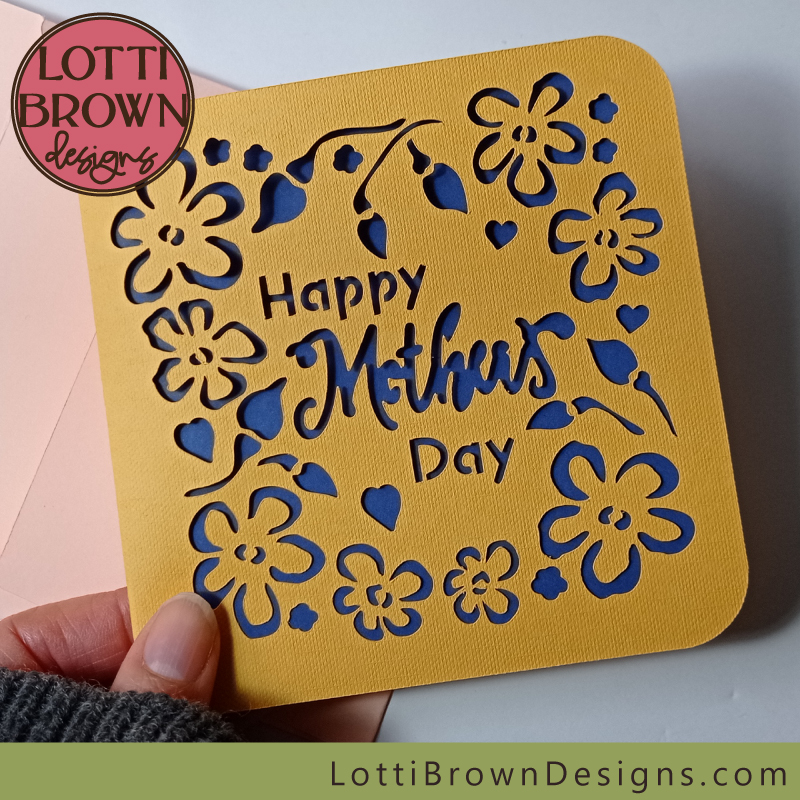 A pretty Mothers Day card SVG template to make yourself at home with your Cricut or other cutting machine - for personal use or to sell...