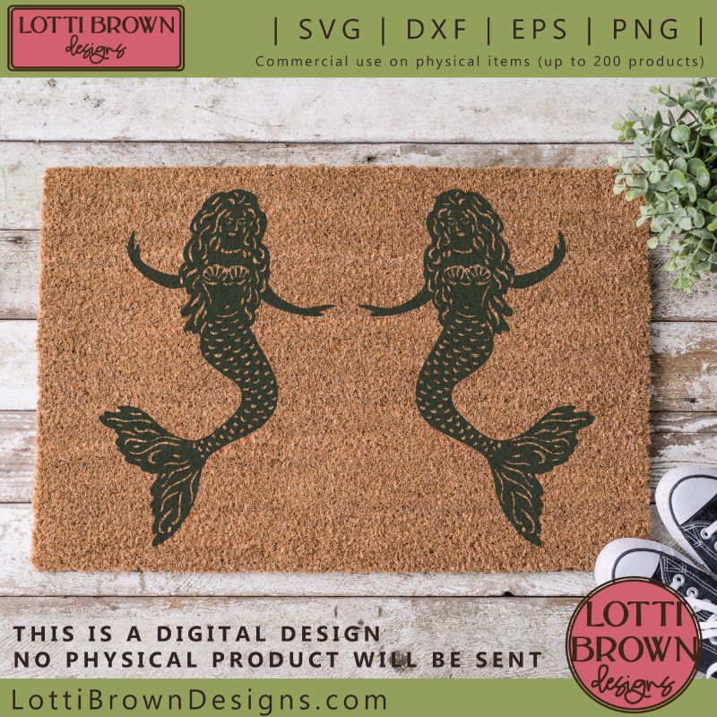 Mermaid doormat craft idea with stencilling