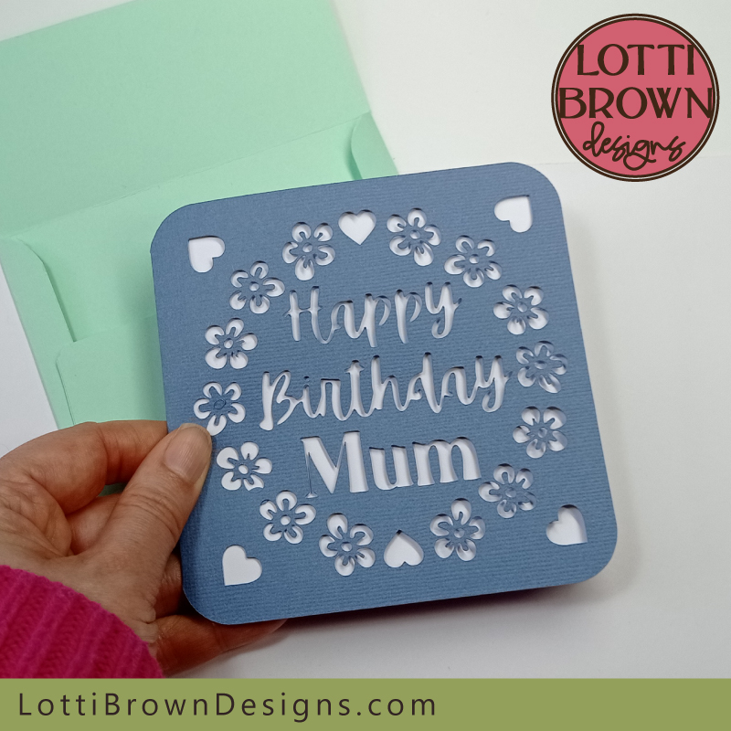 Mum birthday card SVG template