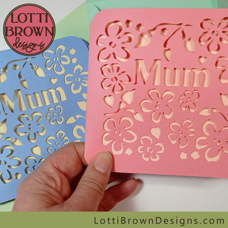 Mum card SVG template papercut cards