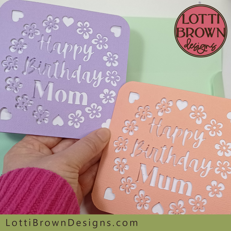 Mum and Mom birthday card SVG templates