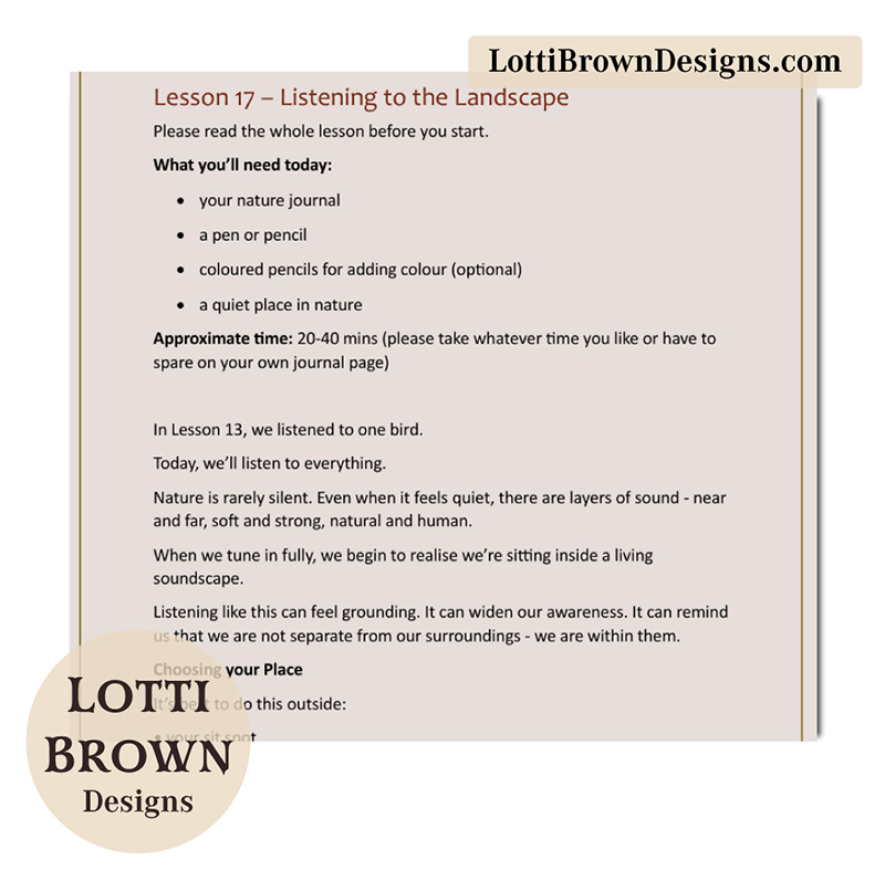Imperfect Nature Journaling Course Lesson Extract - Listening to Nature